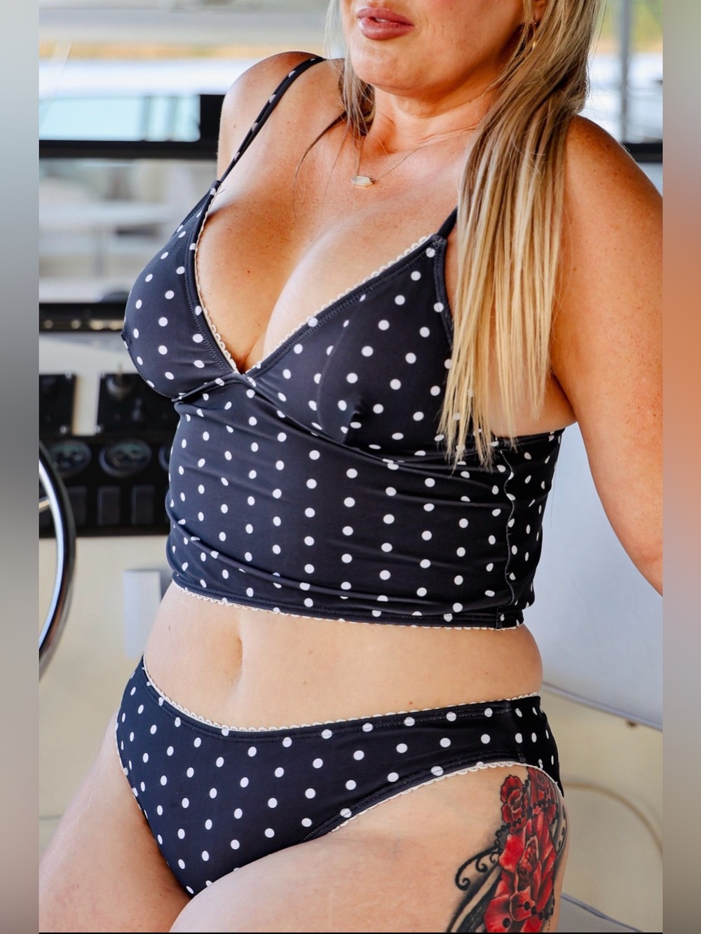 Polka Dot Bikini Bottom - Black & White small